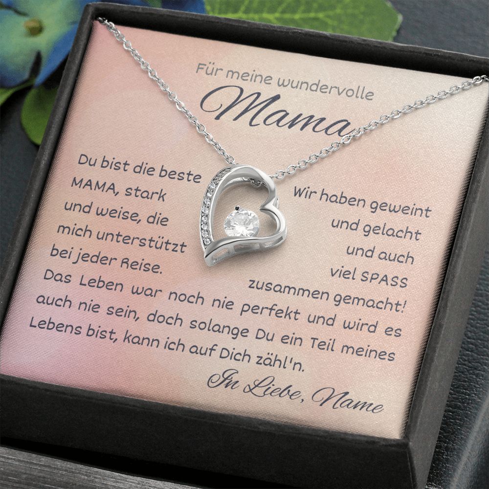 Kette personalisierbar mit Grußkarte, Halskette aus Edelstahl in 14k Weißgold oder 18K vergoldet, Geburtstagsgeschenk