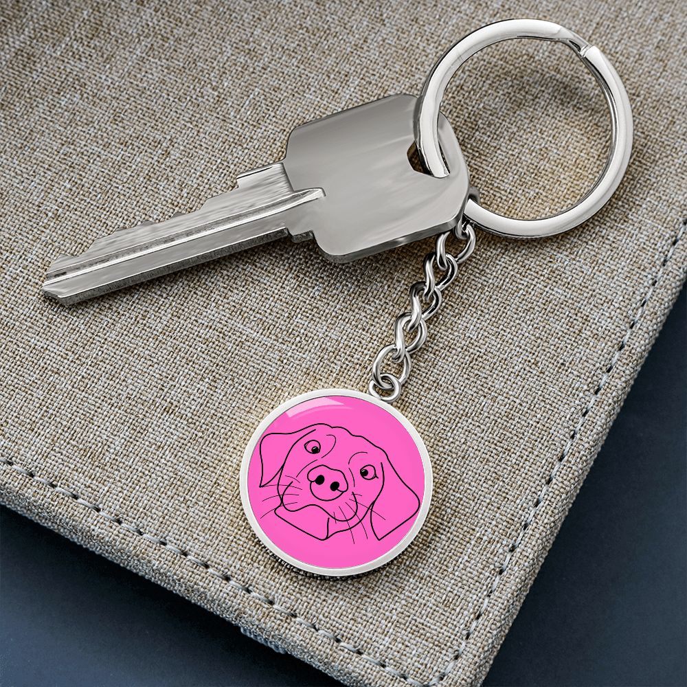 Schlüsselanhänger mit Gravur Hund pink Personalisierbar