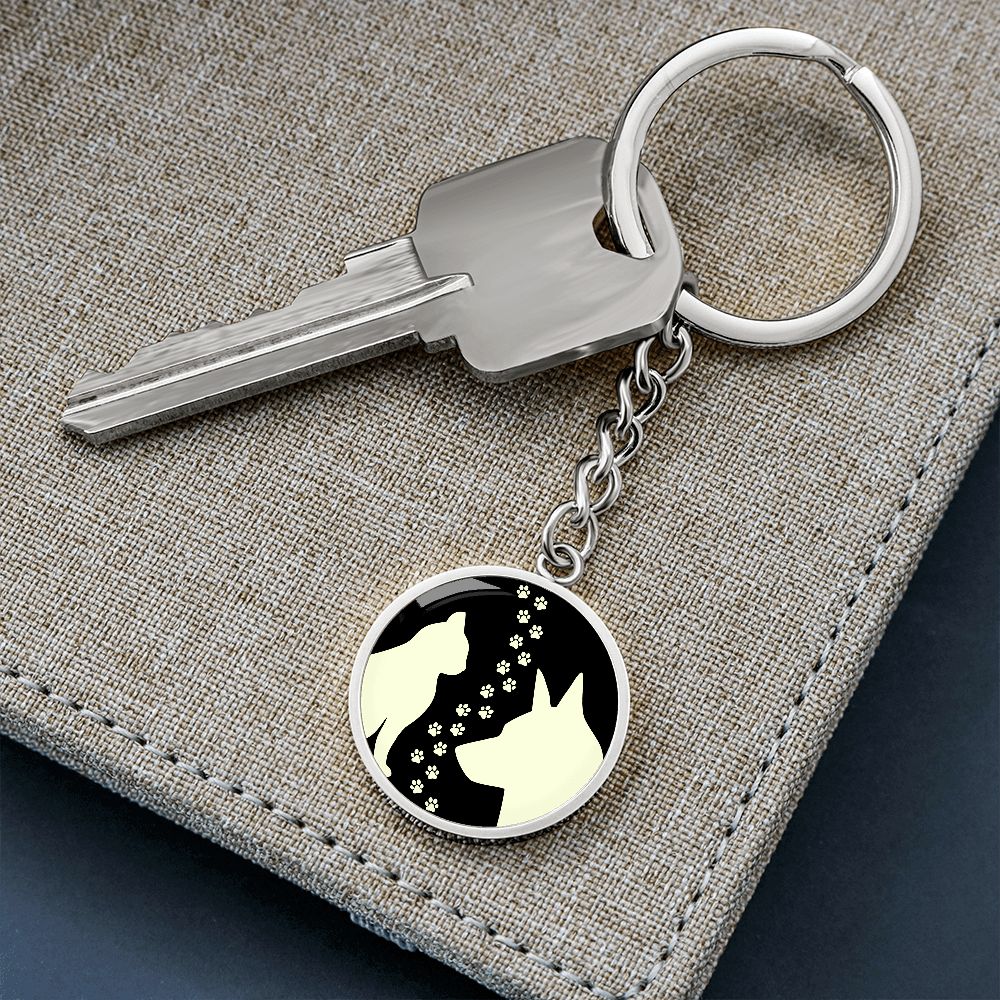Schlüsselanhänger mit Gravur Hund und Katz Personalisierbar