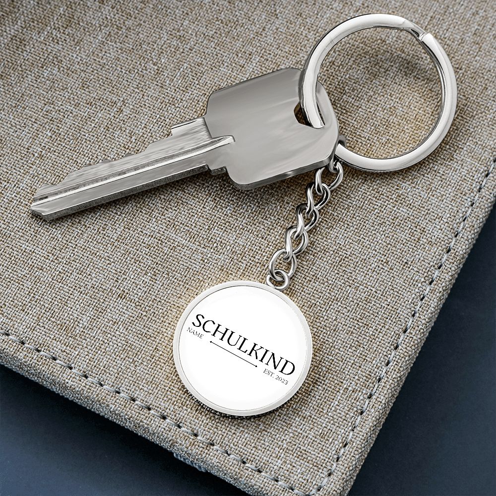 Einschulung Schlüsselanhänger mit Name Schulkind EST. 2023 Schwarz