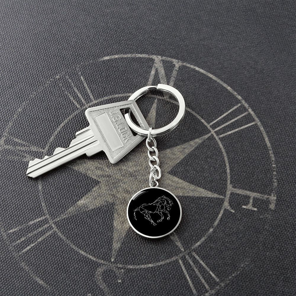 Schlüsselanhänger mit Gravur Pferd Hexagon Personalisierbar