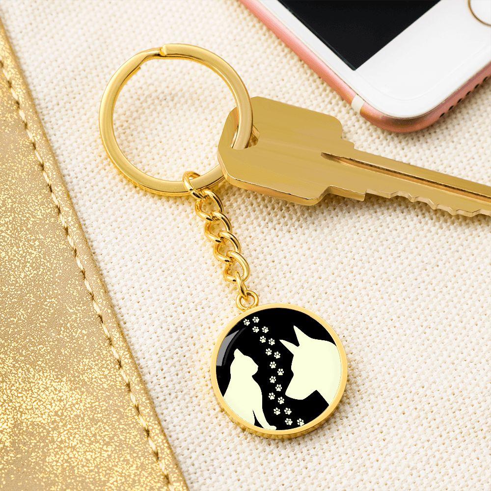 Schlüsselanhänger mit Gravur Hund und Katz Personalisierbar