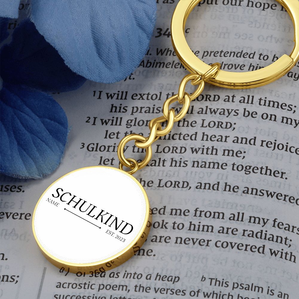 Einschulung Schlüsselanhänger mit Name Schulkind EST. 2023 Schwarz