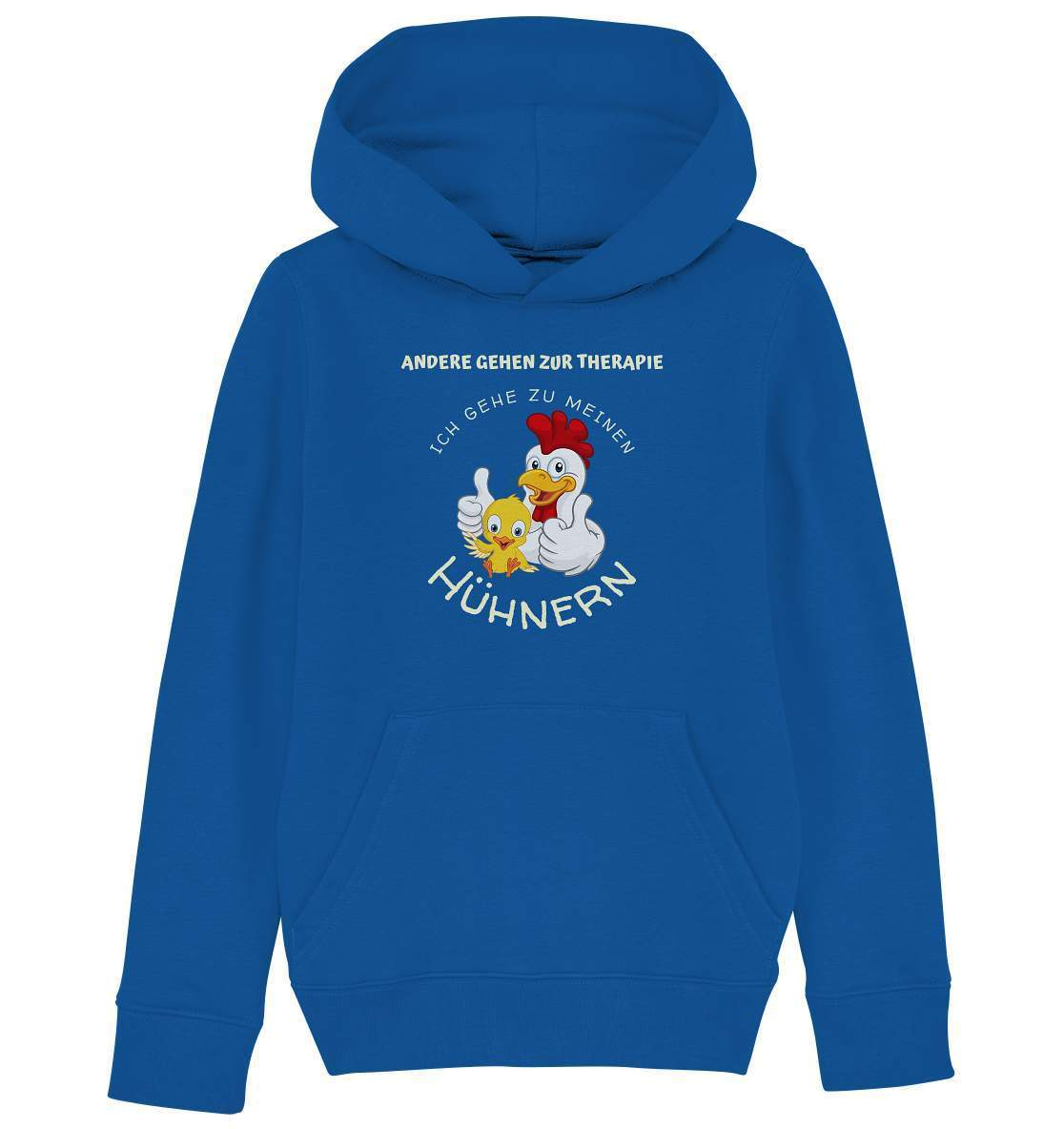 Hühner - Therapie Lustiges Landwirt Geflügel Bauer - Kids Organic Hoodie-bauer,geflügel,geflügelverein,Geschenk,geschenkidee,hahn,hobbyzucht,hobbyzüchter,hunh,hähnchen,hähne,hühnchen,hühner,hühner therapie,hühnerfarm,hühnerstall,hühnerzüchter,landwirt,Pullover Spruch,verrücktes Huhn