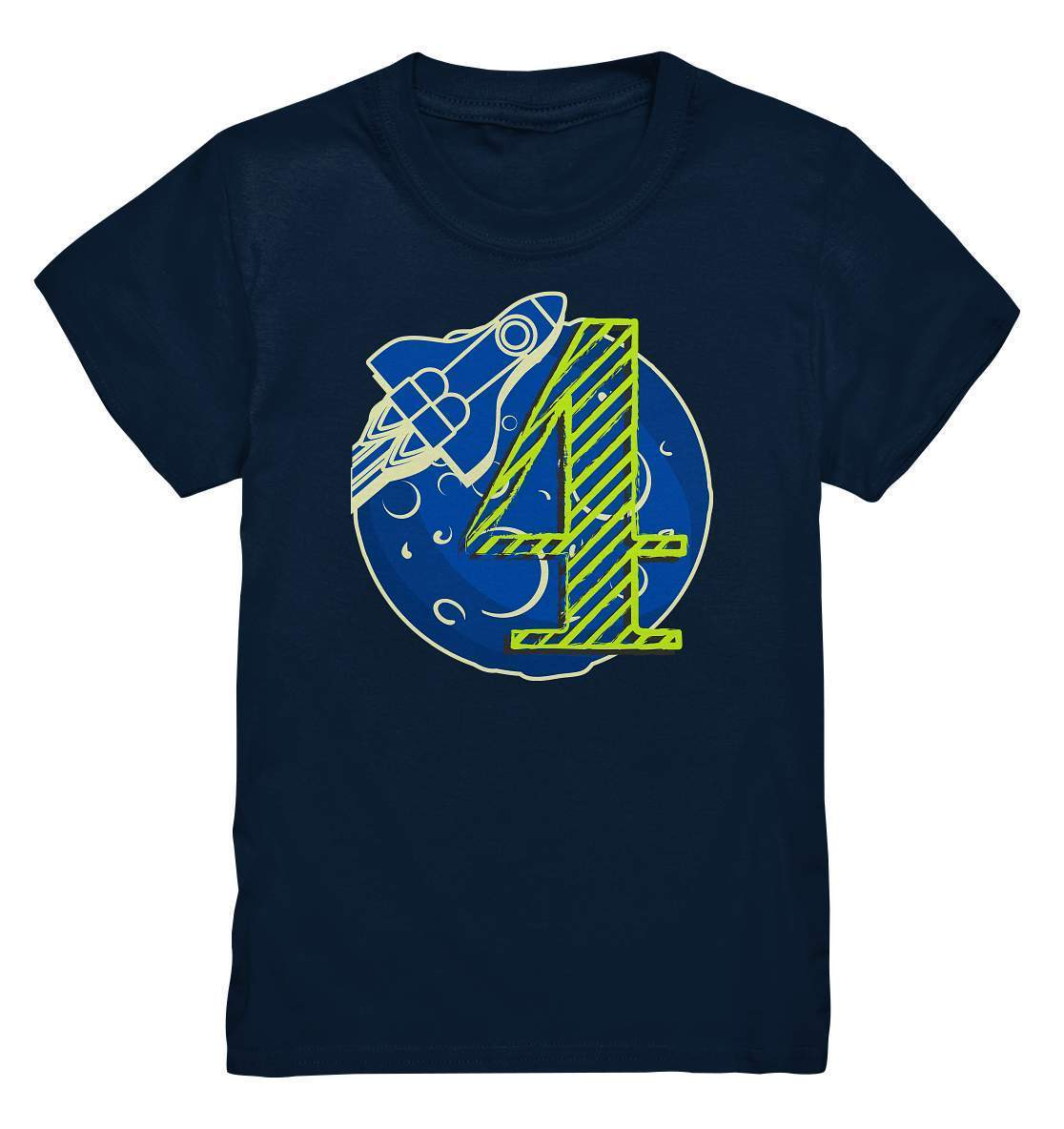 4. Geburtstag Outfit - Weltraum - Kids Premium Shirt-4 Jahre,4.Geburtstag,blauer planet,geburtstag,geburtstagsgeschenk,geburtstagsoutfit,Geschenk,jungen,kleinkind,mädchen,perfekte grafik,planeten,Rakete,trendy,unisex,vier Jahre alt,vierjährig,vierter Geburtstag,Weltall,weltallgeburtstag,Weltraum,wunderschönes Design
