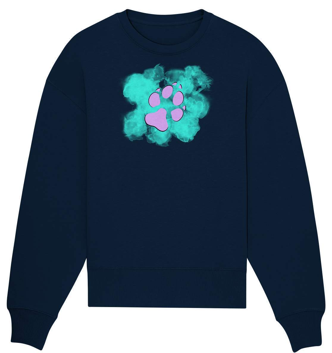 Pfotenabdruck Geschenkidee für Hundeliebhaber - Organic Oversize Sweatshirt-auf den hund gekommen,dog,freude,geburtstgasgeschenk,geschenkidee,humor,hund,hundebesitzer,hundefan,hundehalter,hundeliebhaber,hundeshirt,spaß