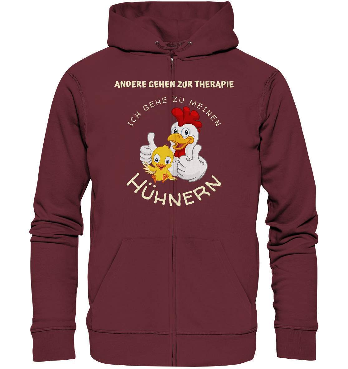 Hühner - Therapie Lustiges Landwirt Geflügel Bauer - Organic Zipper-bauer,geflügel,geflügelverein,geschenk,geschenkidee,hahn,hobbyzucht,hobbyzüchter,hunh,hähnchen,hähne,hühnchen,hühner,hühner therapie,hühnerfarm,hühnerstall,hühnerzüchter,landwirt,verrücktes Huhn