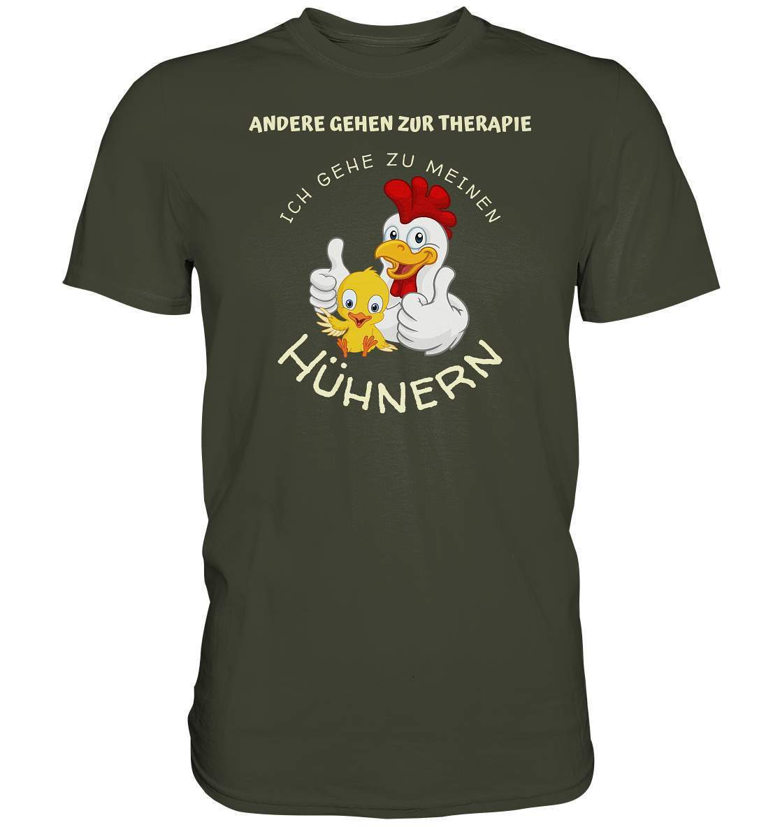 Hühner - Therapie Lustiges Landwirt Geflügel Bauer - Premium Shirt-bauer,geflügel,geflügelverein,Geschenk,geschenkidee,hahn,hobbyzucht,hobbyzüchter,hunh,hähnchen,hähne,hühnchen,hühner,hühner therapie,hühnerfarm,hühnerstall,hühnerzüchter,landwirt,verrücktes Huhn