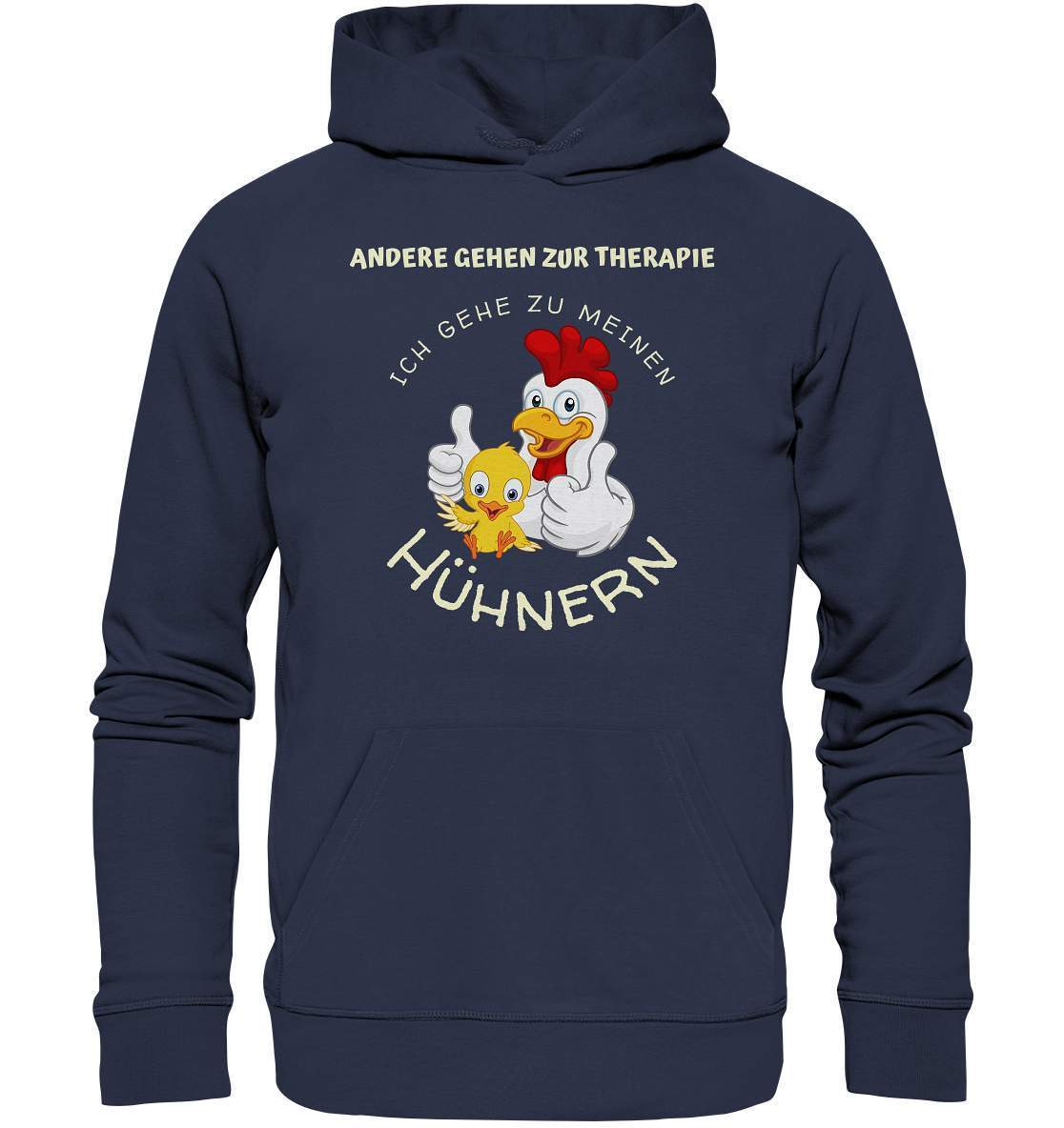 Hühner - Therapie Lustiges Landwirt Geflügel Bauer - Premium Unisex Hoodie-bauer,geflügel,geflügelverein,Geschenk,geschenkidee,hahn,hobbyzucht,hobbyzüchter,hunh,hähnchen,hähne,hühnchen,hühner,hühner therapie,hühnerfarm,hühnerstall,hühnerzüchter,landwirt,verrücktes Huhn