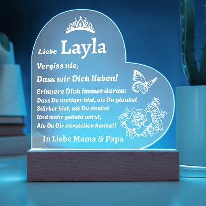 Geschenk für Tochter LED Acryl Nachtlicht Geschenk für unsere Tochter, 18 Geburtstag Mädchen, Personalisiertes Geburtstagsgeschenk, Taufe
