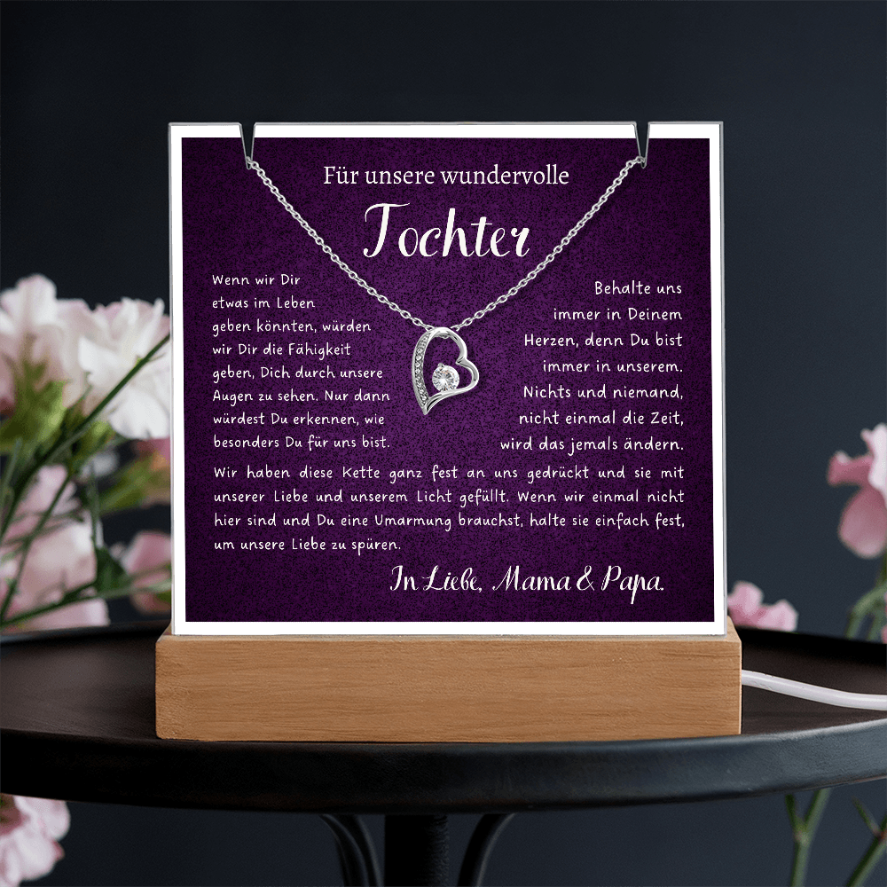 Geschenk Tochter von Mama & Papa, Herz Kette, Geburtstagsgeschenk Tochter, Gratulation zur Konfirmation Geschenk Mädchen mit Grußkarte Geschenk für Tochter von Papa, Geburtstagsgeschenk Mädchen, Weihnachtsgeschenk für Mädchen, Mama Tochter schmuck, Geburtstag Tochter, Tochter Geschenk von Mama, Geschenk personalisiert, Kommunion Geschenk Mädchen, Konfirmation Geschenk Mädchen, Gratulation zur Konfirmation, Konfirmation Geschenk, Konfirmation Glückwünsche, Geschenk für Tochter