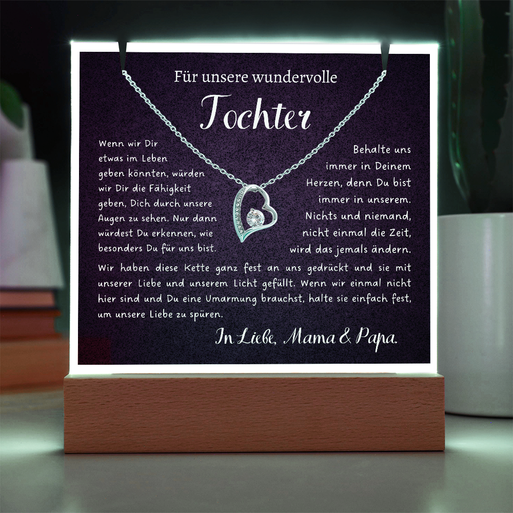 Geschenk Tochter von Mama & Papa, Herz Kette, Geburtstagsgeschenk Tochter, Gratulation zur Konfirmation Geschenk Mädchen mit Grußkarte Geschenk für Tochter von Papa, Geburtstagsgeschenk Mädchen, Weihnachtsgeschenk für Mädchen, Mama Tochter schmuck, Geburtstag Tochter, Tochter Geschenk von Mama, Geschenk personalisiert, Kommunion Geschenk Mädchen, Konfirmation Geschenk Mädchen, Gratulation zur Konfirmation, Konfirmation Geschenk, Konfirmation Glückwünsche, Geschenk für Tochter