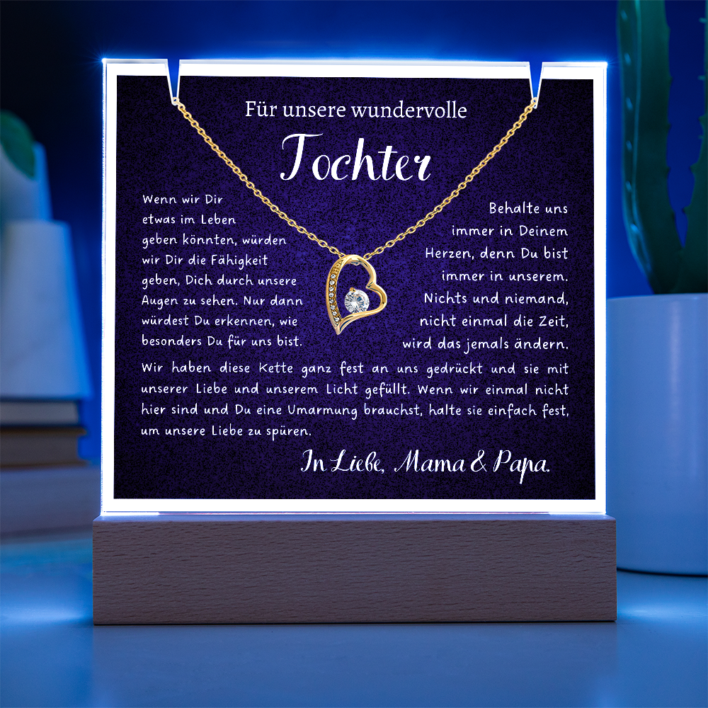 Geschenk Tochter von Mama & Papa, Herz Kette, Geburtstagsgeschenk Tochter, Gratulation zur Konfirmation Geschenk Mädchen mit Grußkarte Geschenk für Tochter von Papa, Geburtstagsgeschenk Mädchen, Weihnachtsgeschenk für Mädchen, Mama Tochter schmuck, Geburtstag Tochter, Tochter Geschenk von Mama, Geschenk personalisiert, Kommunion Geschenk Mädchen, Konfirmation Geschenk Mädchen, Gratulation zur Konfirmation, Konfirmation Geschenk, Konfirmation Glückwünsche, Geschenk für Tochter