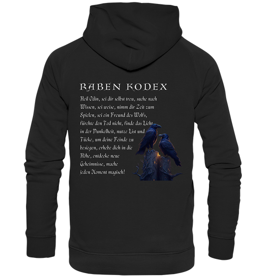 Raben Kodex mit Munin und Hugin, nordischen Runen, Nordische Mythologie Kunst, nordischer Rabencode Hoodie bis 5XL - Basic Unisex Hoodie XL