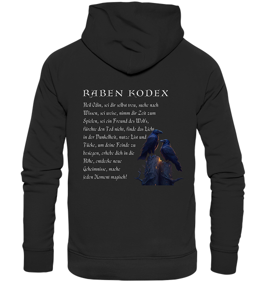 Raben Kodex mit Munin und Hugin, nordischen Runen, Nordische Mythologie Kunst, nordischer Rabencode Hoodie bis 5XL - Premium Unisex Hoodie