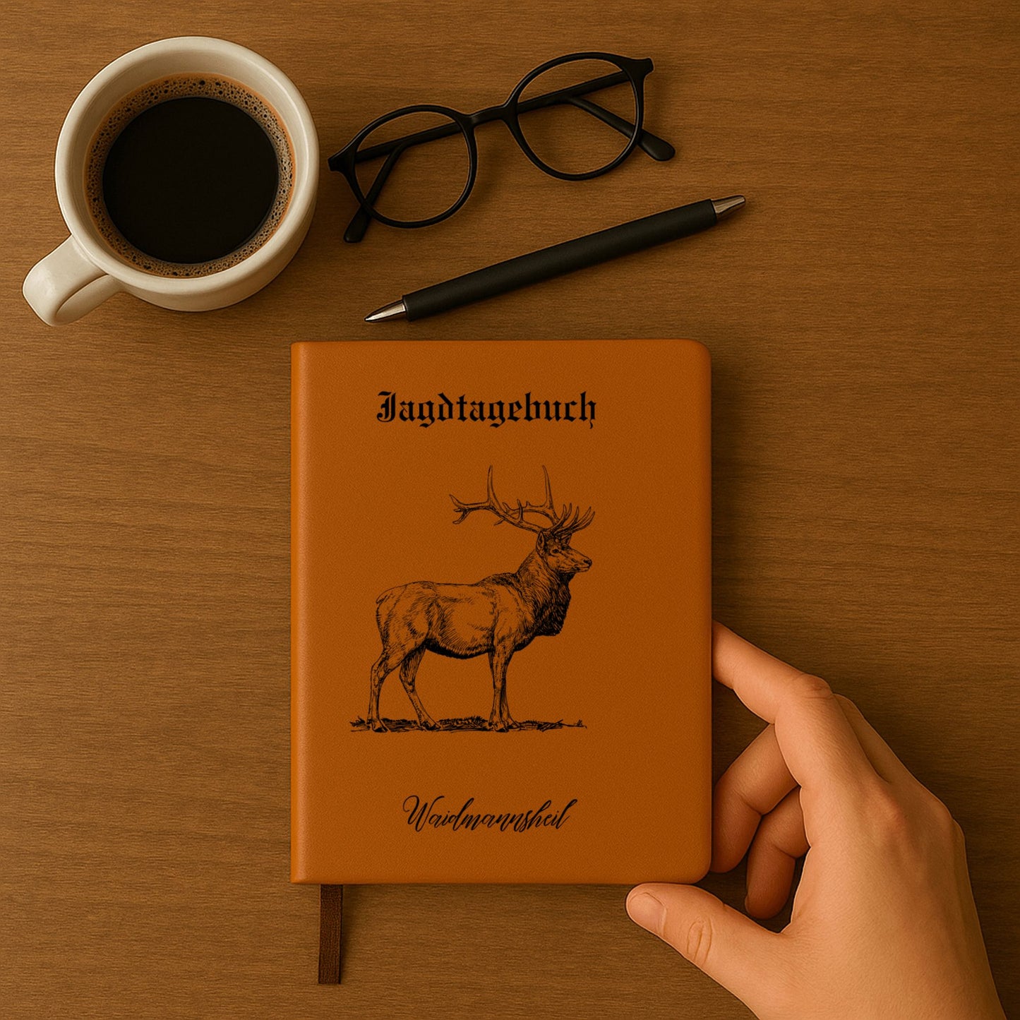 Personalisiertes Jagdtagebuch als hochwertiges Jagd-Journal zum Festhalten von Jagderinnerungen – ideal als Geschenk für Jäger. Mit Platz für Datum, Revier, Wildart, Wetter & besondere Erlebnisse. Ein einzigartiges Schussbuch, das Leidenschaft, Tradition und Naturverbundenheit dokumentiert. Perfekt für Jung- underfahrene Jäger, zum Geburtstag oder zu Weihnachten. Ein zeitloses Andenken an Ansitz, Drückjagd und die Schönheit der Wildnis – personalisiert und dauerhaft.