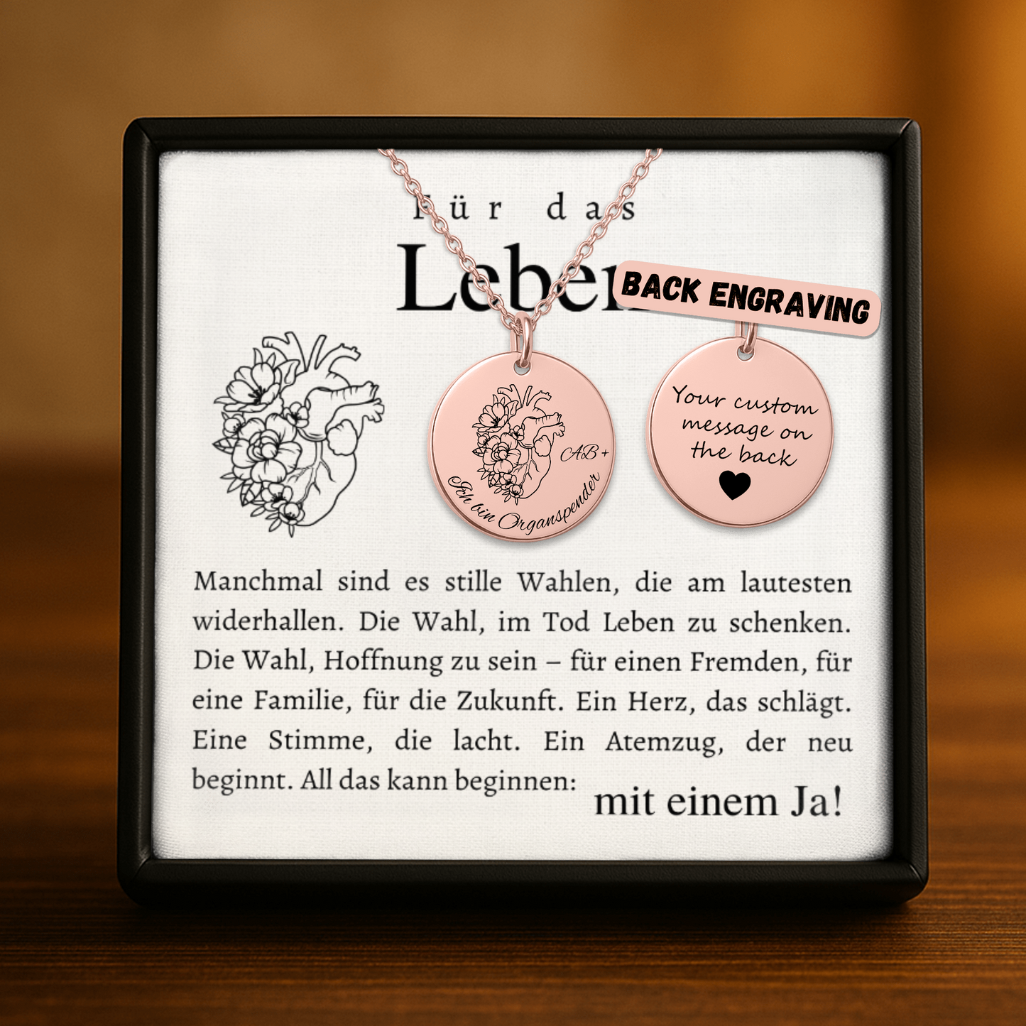 Alles beginnt mit einem "Ja" - Halskette für Organspender