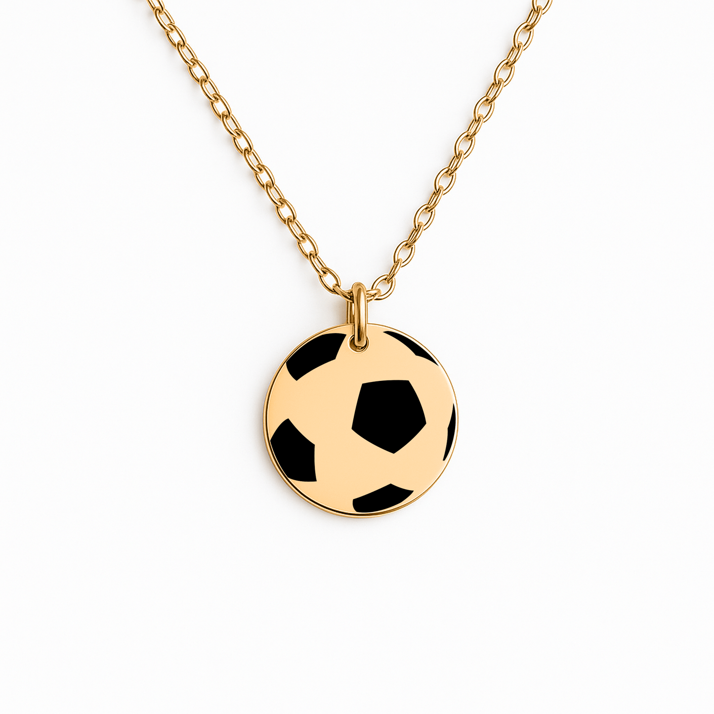 Personalisierte Fußball-Halskette aus Edelstahl mit graviertem Ball-Anhänger in schwarzer Schmuckbox – perfektes Abschiedsgeschenk für Spieler, Team oder Verein.