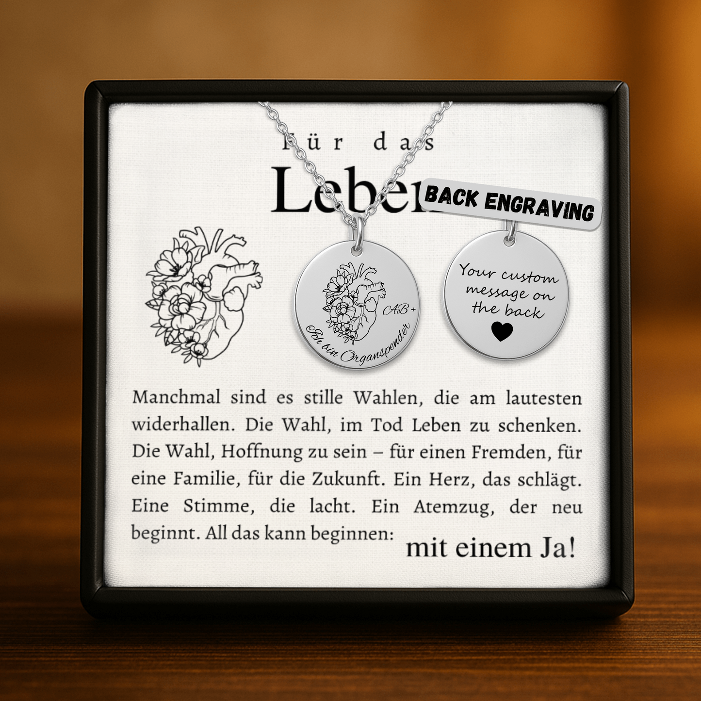 Alles beginnt mit einem "Ja" - Halskette für Organspender