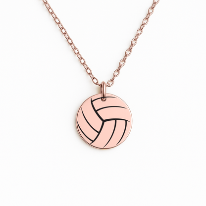 Personalisierte Volleyball-Halskette aus Edelstahl mit graviertem Ball-Anhänger in schwarzer Schmuckbox – perfektes Abschiedsgeschenk für Spieler, Team oder Verein