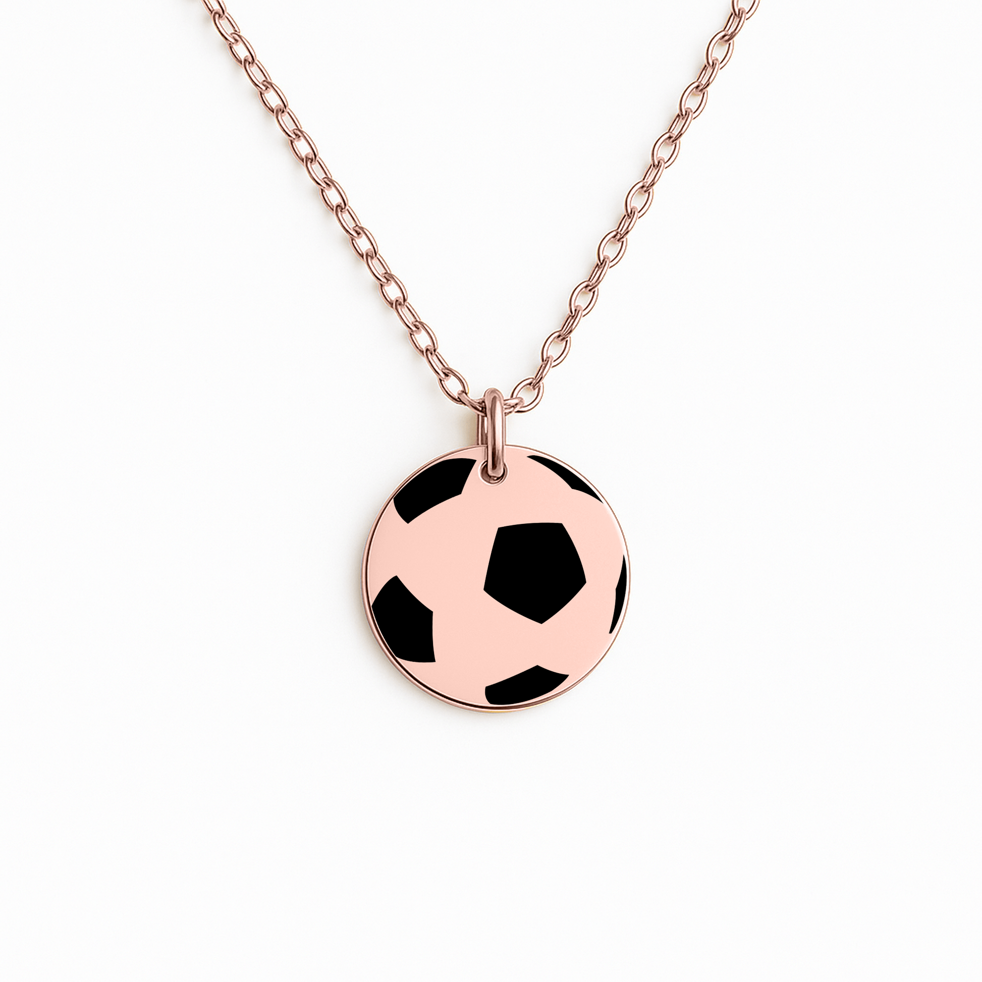 Personalisierte Fußball-Halskette aus Edelstahl mit graviertem Ball-Anhänger in schwarzer Schmuckbox – perfektes Abschiedsgeschenk für Spieler, Team oder Verein.