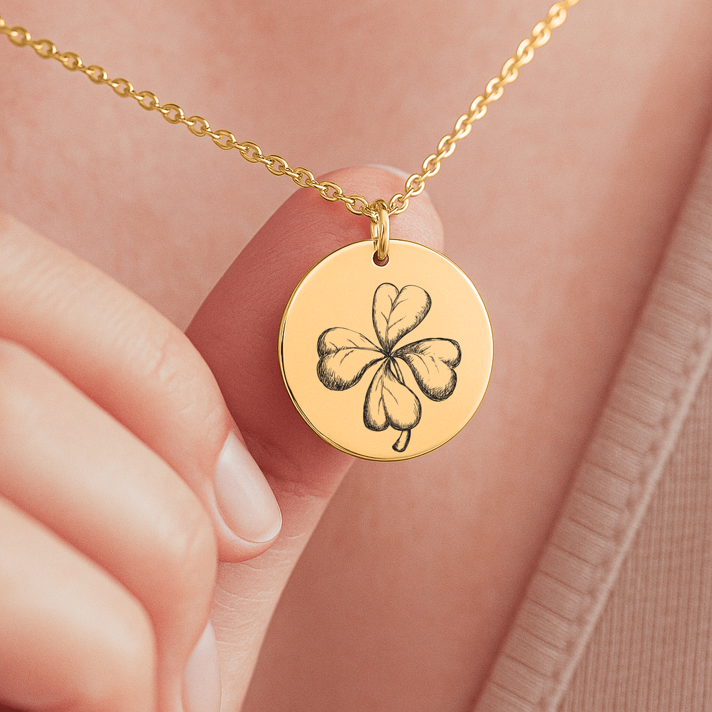 Personalisierte Kleeblatt-Halskette 18K vergoldet – Geschenk für Enkelin von Oma – Edelstahl, verstellbar 45 cm + 5 cm