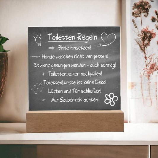 Schild Toilettenregeln • Deko zum Hinstellen • Haus mit Herz • Toilette WC Regeln Klo lustig Familie Bad Badezimmer Hygiene Hinweis