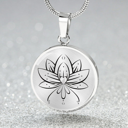 Lotos Blume Halskette mit Gravur für Yoga & Chakren | Lotos Schmuck für Seelenwachstum und Entspannung | Blume der Erleuchtung filigran