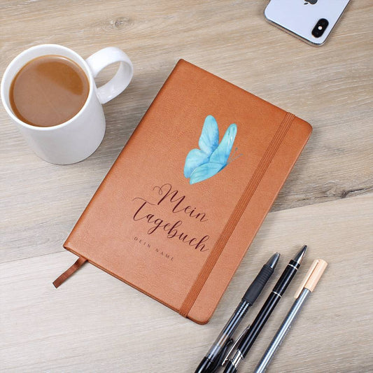 Personalisiertes DIN A5 Tagebuch, Geschenk für Mädchen, Notizbuch mit Name, veganes Leder, personalisierte Geschenke für Sie