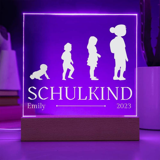 Personalisiertes Geschenk zur Einschulung 2023 für Zuckertüte - Premium-Acryl Schild als Schultüte Kleinigkeit Geschenke Schulkind Mädchen