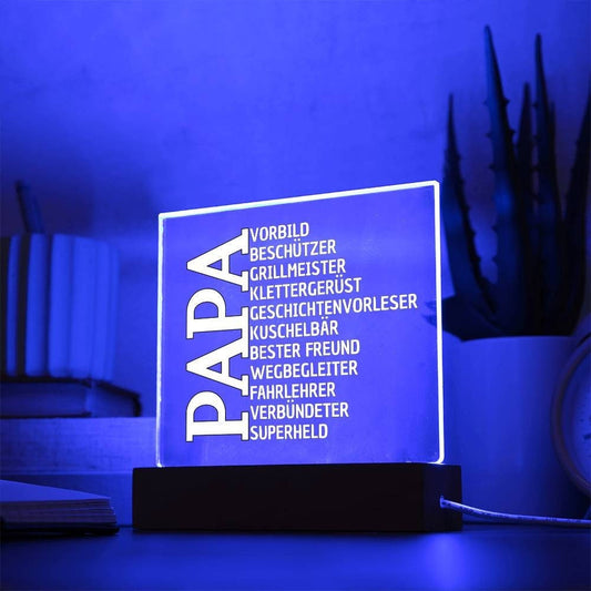 Papa Acryl Schild mit LED, Geburtstagsgeschenk Vater, Weihnachtsgeschenk, Geschenkideen, Vatertagsgeschenke, Papa Definition