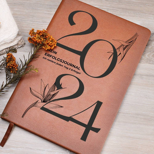 Greifen Sie nach den Sternen: Das A5 Tagebuch für Erfolg und Glück in 2024! Erfolgsjournal personalisiert mit veganem Ledereinband