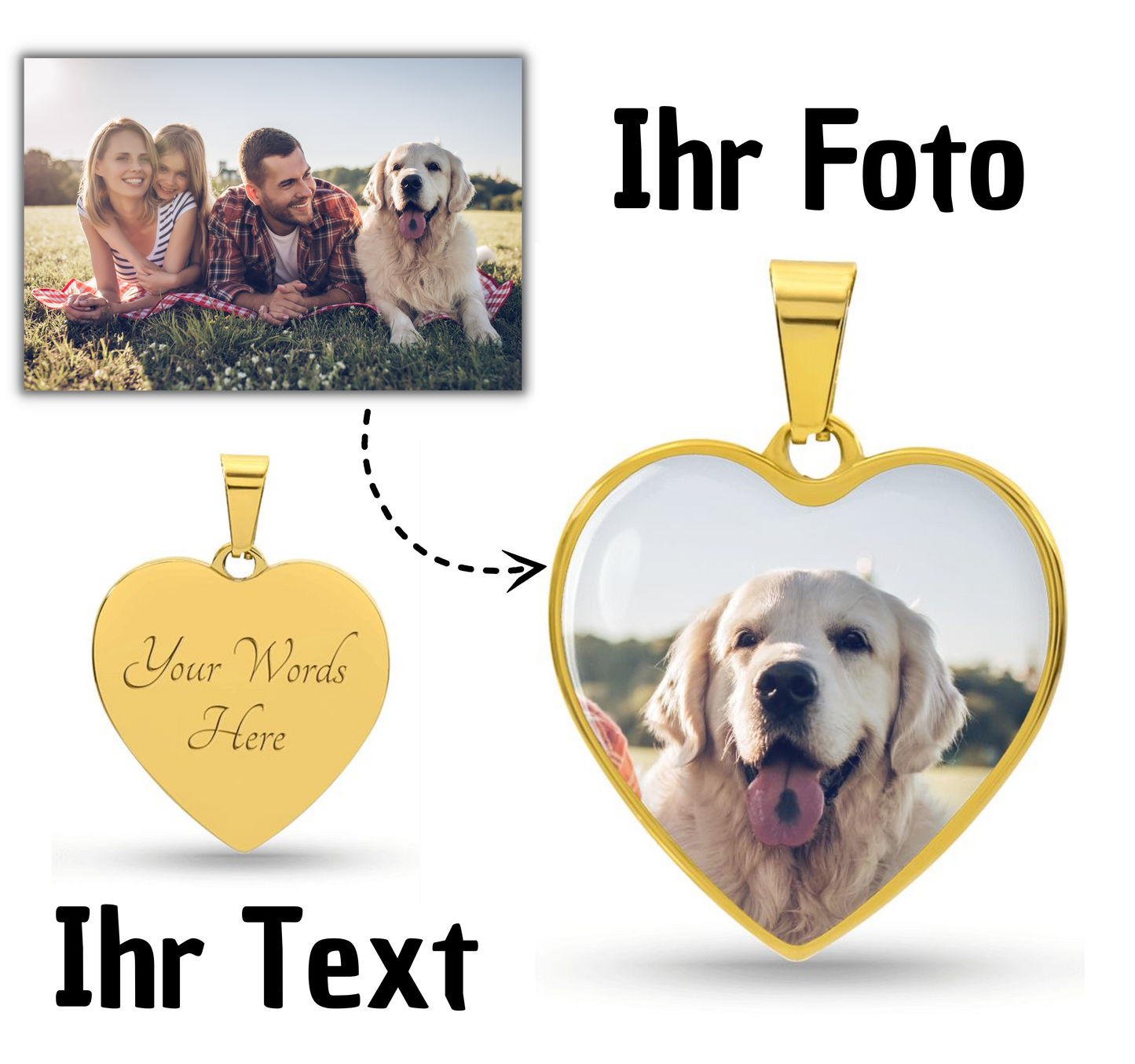 Halskette mit Herzanhänger für Hundeliebhaber, Hund Erinnerung Geschenk, Haustier Foto Halskette personalisiert