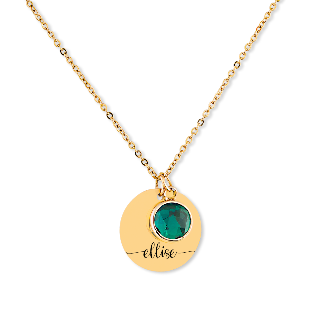 Personalisierte Kette mit Geburtsstein Edelstein Geschenk zur Geburt Kette mit Gravur