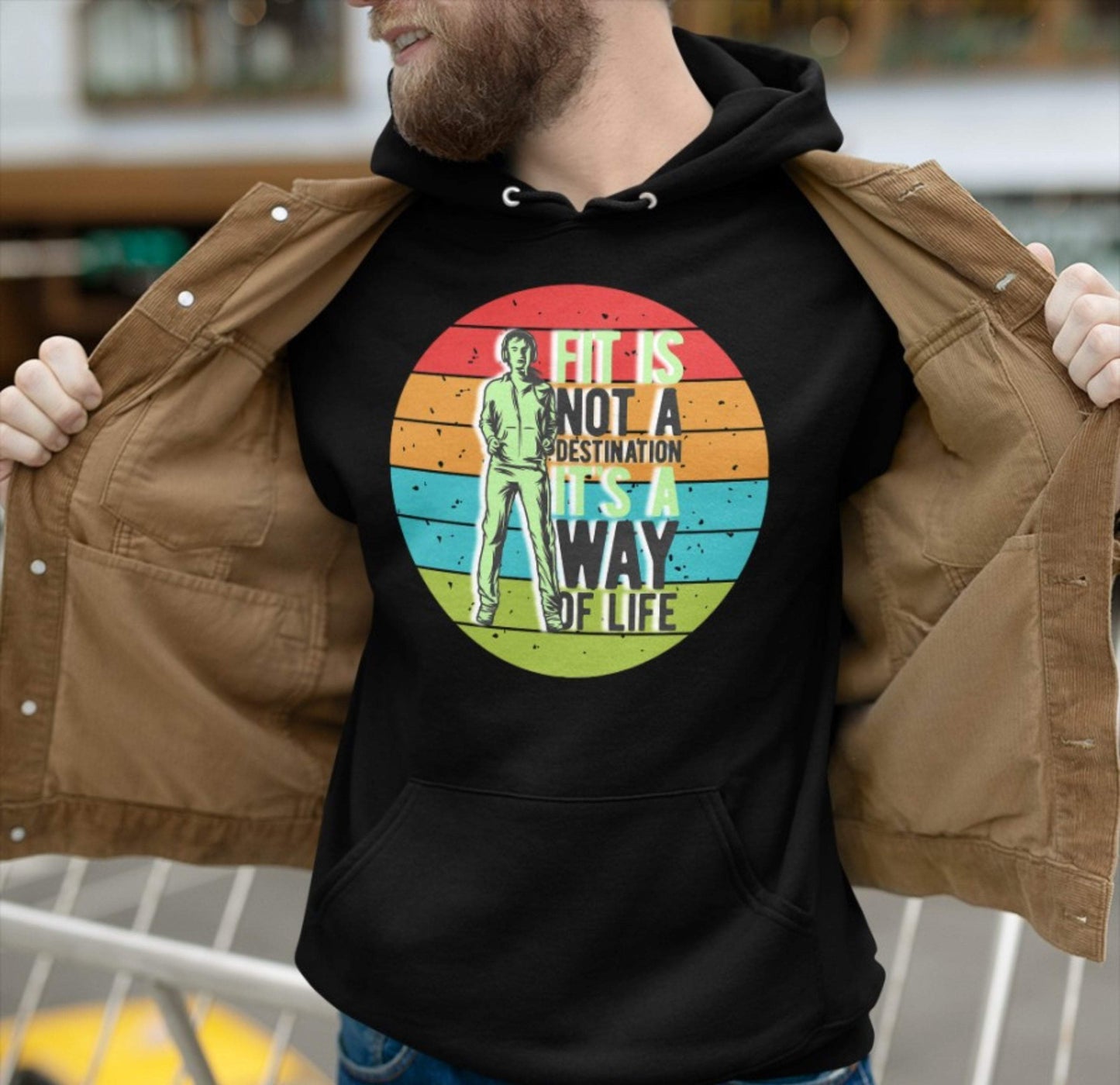 Fit is not a destination - Vintage Fun - Premium Unisex Hoodie-Fitness,Fitness & Sport,Fitnessstudio,Fun Shirt,Hobbie,schön,Sportstil,Statement,Training,Vintage