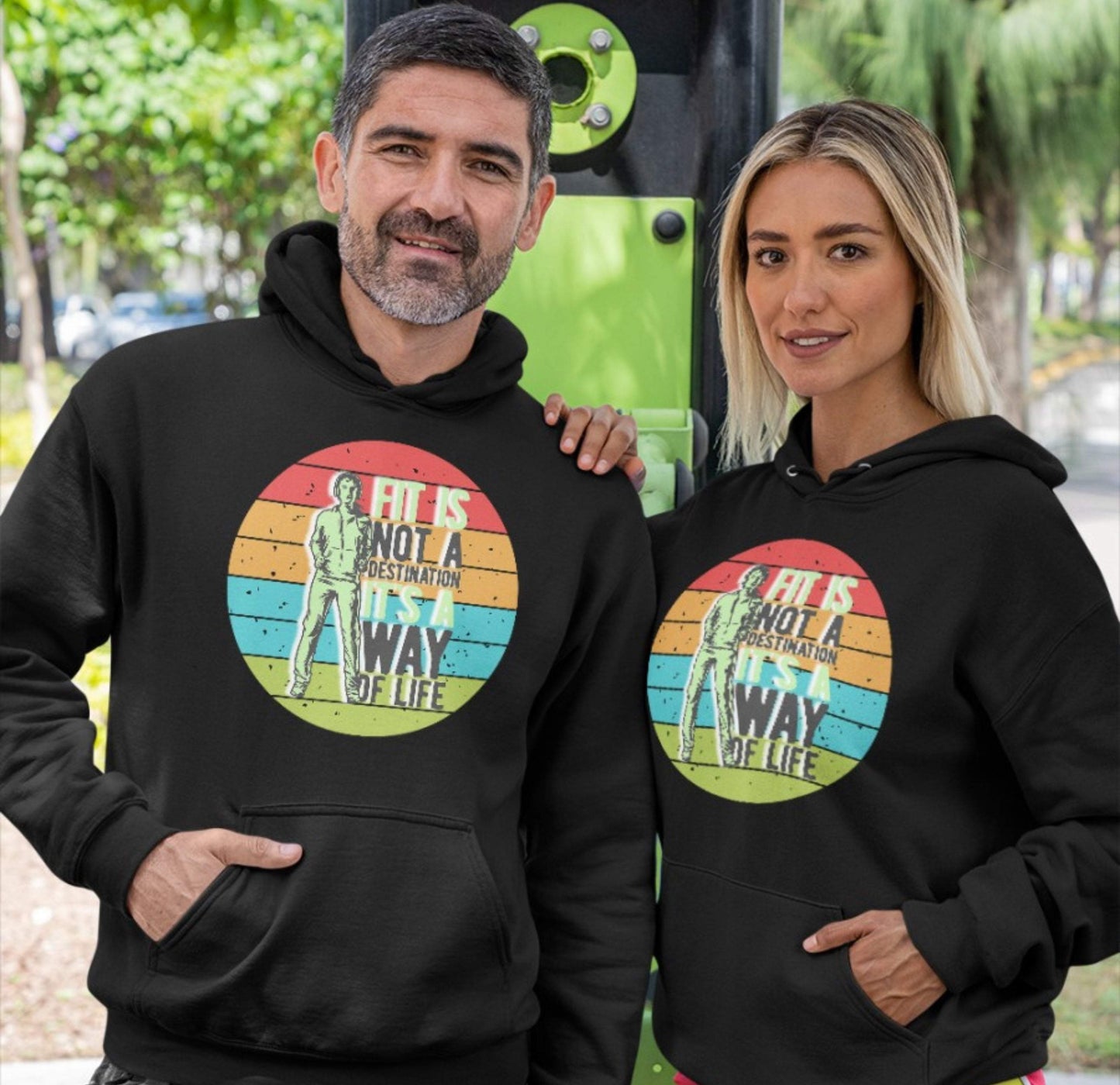 Fit is not a destination - Vintage Fun - Premium Unisex Hoodie-Fitness,Fitness & Sport,Fitnessstudio,Fun Shirt,Hobbie,schön,Sportstil,Statement,Training,Vintage