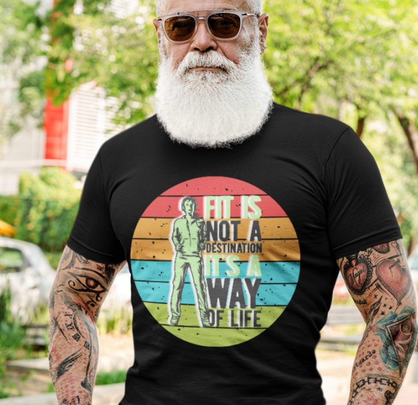 Fit is not a destination - Vintage Fun - Premium Shirt-Fitness,Fitness & Sport,Fitnessstudio,Fun Shirt,Hobbie,schön,Sportstil,Statement,Training,Vintage