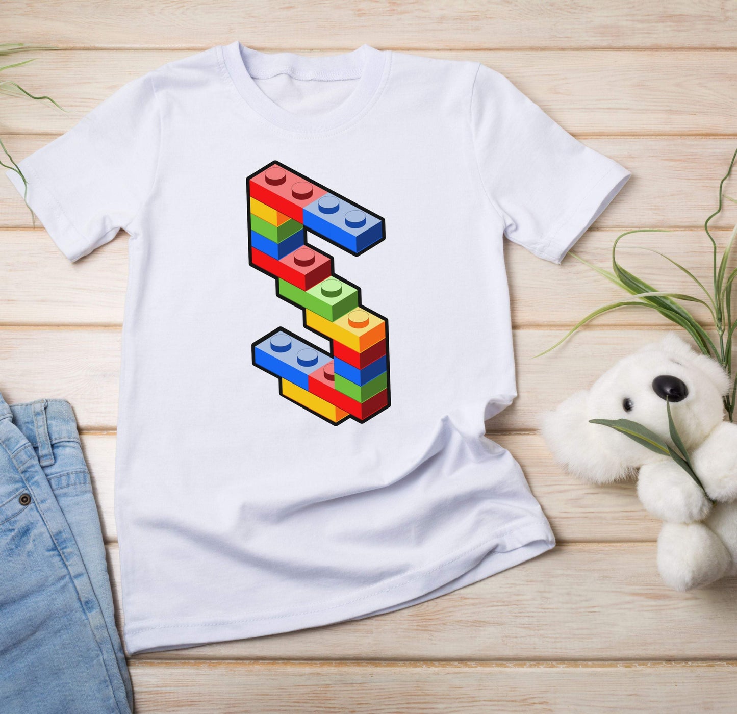 Bausteine 5. Geburtstag Outfit - Blockbaustein - Kids Premium Shirt-5 Jahre,5.Geburtstag,Bausteine,Blockbausteine,Duplo,fünf Jahre alt,fünfjährig,fünfter Geburtstag,Geburtstagsgeschenk,geburtstagsoutfit,jungen,kind,Klemmbausteine,Lego,mädchen,Stapelsteine,unisex