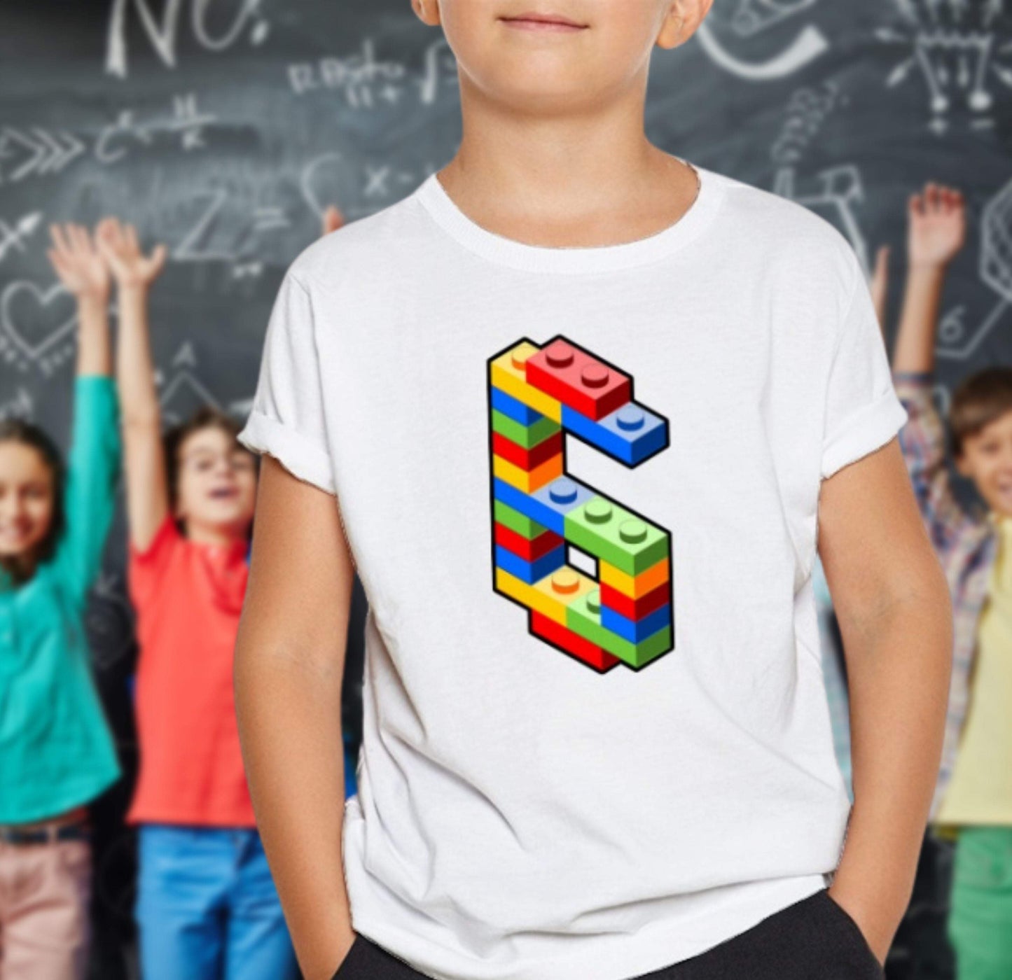 Bausteine 6. Geburtstag Outfit - Blockbaustein - Kids Premium Shirt-6 Jahre,6.Geburtstag,Bausteine,Blockbausteine,Duplo,Geburtstagsgeschenk,geburtstagsoutfit,jungen,kind,Klemmbausteine,Lego,mädchen,sechs Jahre alt,sechsjährig,sechster Geburtstag,Stapelsteine,unisex