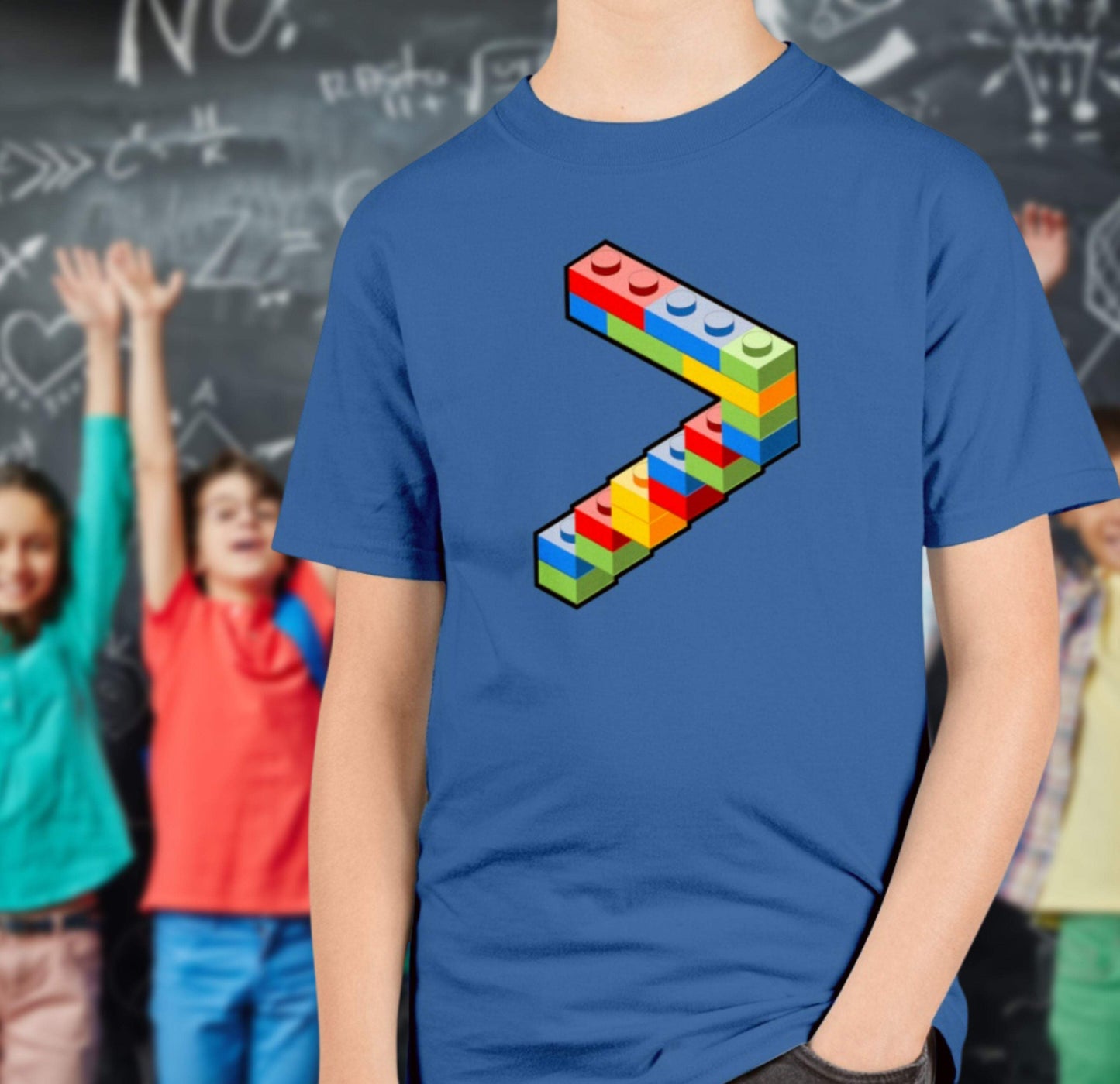 Bausteine 7. Geburtstag Outfit Blockbaustein - Kids Premium Shirt-7 Jahre,7.Geburtstag,Blockbausteine,Duplo,Geburtstagsgeschenk,geburtstagsoutfit,jungen,kinder T-Shirt mit Zahl,Klemmbausteine,Lego,mädchen,sieben Jahre alt,siebenjährig,siebenter Geburtstag,Stapelsteine,unisex