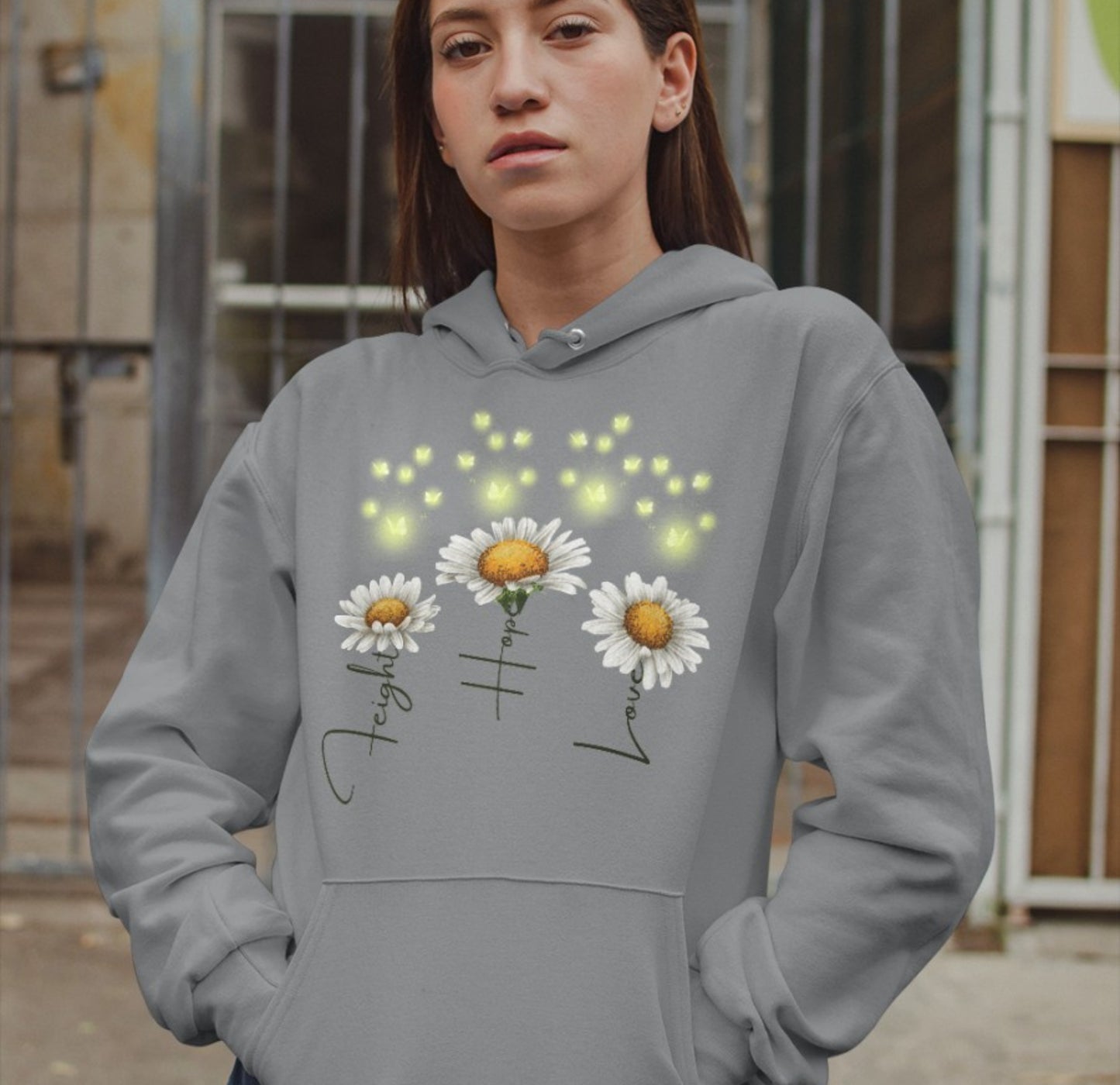 Kämpfe Hoffe Liebe Gänseblümchen Blumen - Organic Hoodie