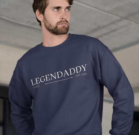 Legendaddy mit Name und Jahr personalisiert Papa Geschenk - Organic Sweatshirt-baby,baby boy,baby shower,baby shower party,bester papa,Für Männer,Geburt,Geschenk,Legendaddy,Papa,personalisierte Geschenke,Schwangerschaftsverkündung,Vatertag,Vatertags Geschenk