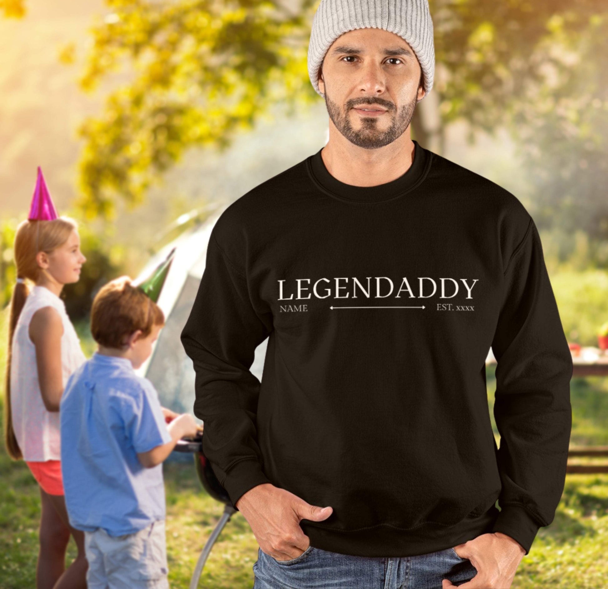 Legendaddy mit Name und Jahr personalisiert Papa Geschenk - Organic Sweatshirt-baby,baby boy,baby shower,baby shower party,bester papa,Für Männer,Geburt,Geschenk,Legendaddy,Papa,personalisierte Geschenke,Schwangerschaftsverkündung,Vatertag,Vatertags Geschenk