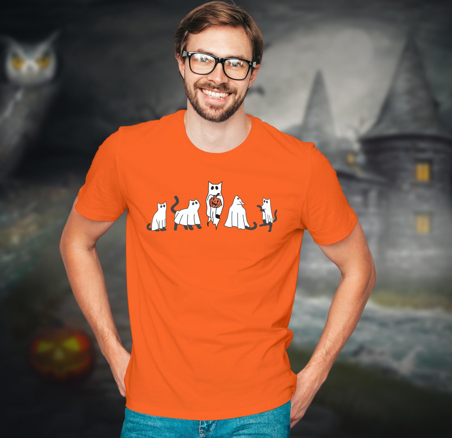 Halloween Katzen T-Shirt Katzen Shirt Geist Shirt Halloween Katze Halloween Katze Geschenk 2022 Spooky Season