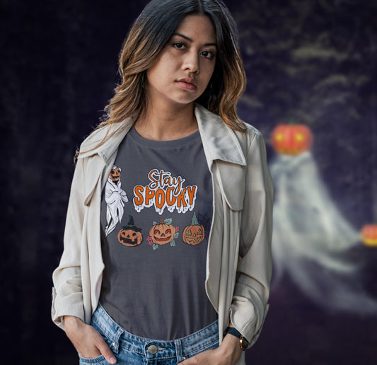 Kürbis Shirt, Halloween Shirt, Herbst T-Shirt, Kürbis Gesichter Shirt, Halloween Outfit, Stay Spooky, Halloween Kostüm - Ladies Premium Shirt