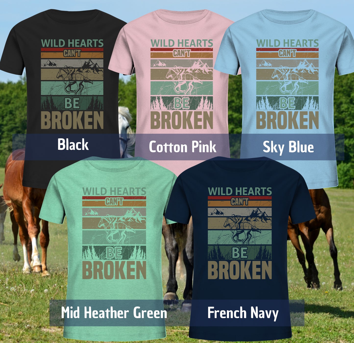 Pferde Wild Hearts can't be broken - Kids Organic Shirt