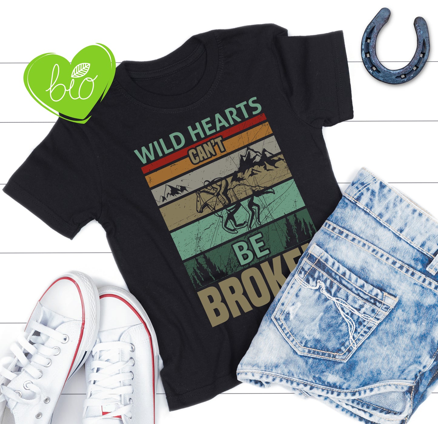 Pferde Wild Hearts can't be broken - Kids Organic Shirt