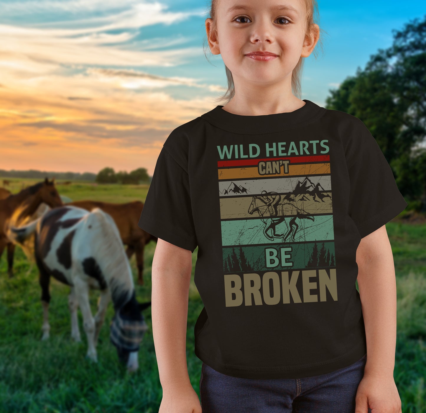 Pferde Wild Hearts can't be broken - Kids Organic Shirt