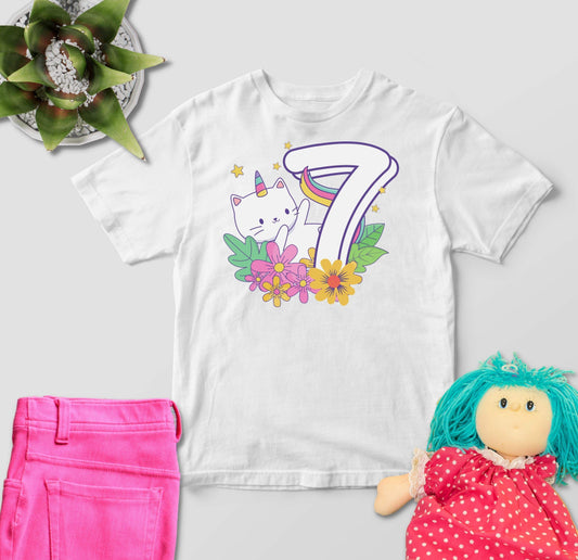 7. Geburtstag Outfit - Regenbogen - Kids Premium Shirt-7 Jahre,7.Geburtstag,bunt,bunter Regenbogen,Einhorn Katze,farbspektrum regenbogen,geburtstag,geburtstagsgeschenk,geburtstagsoutfit,Geburtstagsshirt,Geschenk,geschenkidee,jungen,kind,Kindergeburtstag,mädchen,perfekte grafik,Rainbow,Regenbogen,Regenbogen Katze,sieben Jahre alt,siebenjährig,siebenter Geburtstag,trendy,unisex,wunderschönes Design