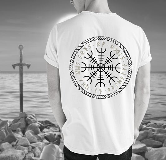 Cooles Wikinger-T-Shirt, Vegvisir-Shirts, Walhalla-Shirt, Kurzarm-Wikinger-Shirt, nordisches Mythologie-Geschenk - Organic Shirt